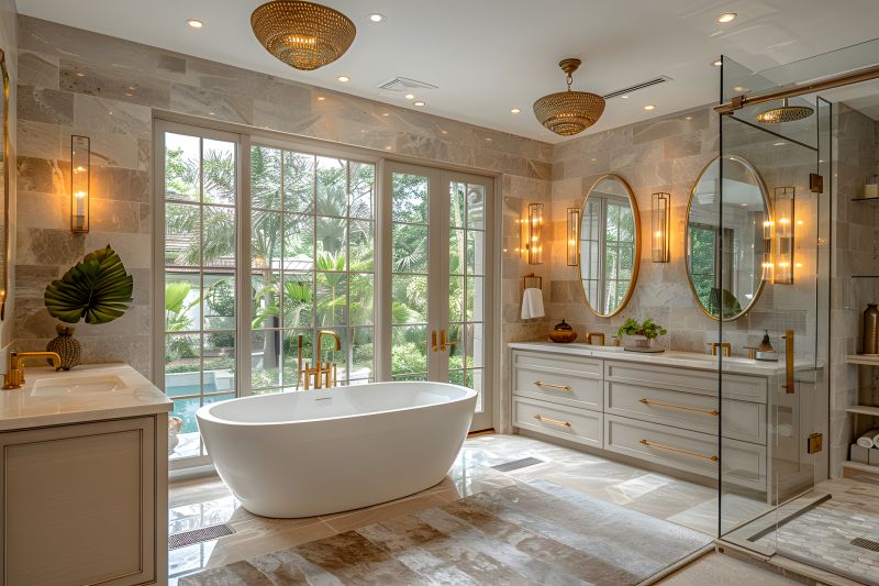 Luxurious freestanding bathtub in a contemporary setting